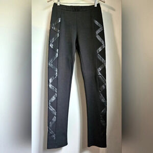 VENUS High Rise Leg Leather Accent Leggings Black SM/MED